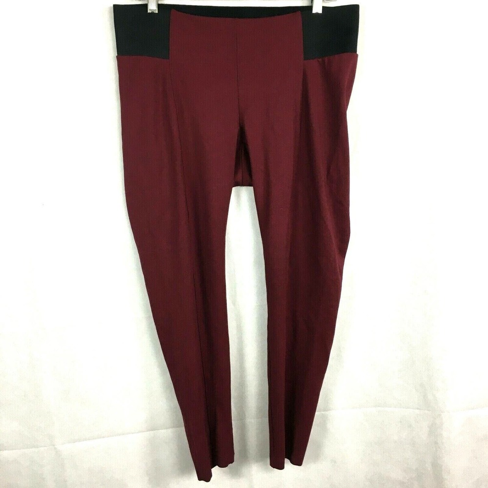 A Pea In The Pod Leggings Womens Sz L Maroon Red Stretch Casual Pants‎